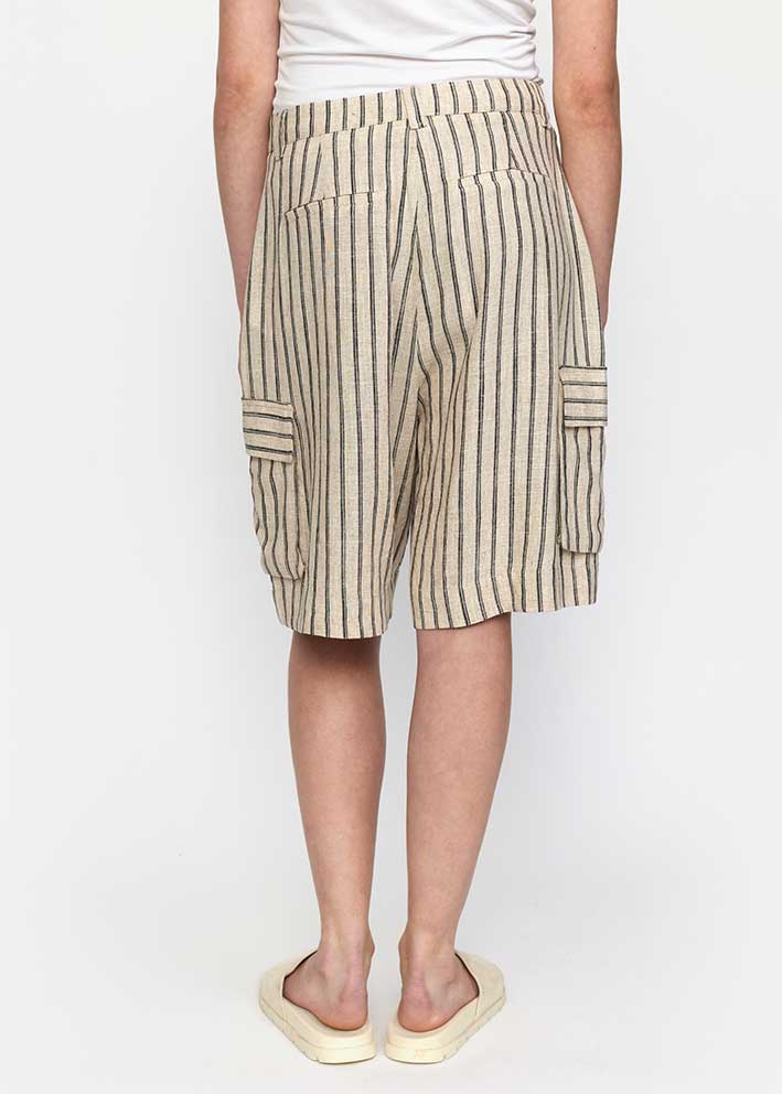 Esmé Studios Kasia Hør Shorts - Pure Cashmere Pinstripe