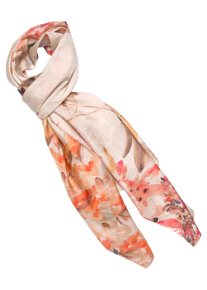 Gustav Joory scarf 57800 Silketørklæde - Sand w. Rose Print Hot på udsalg