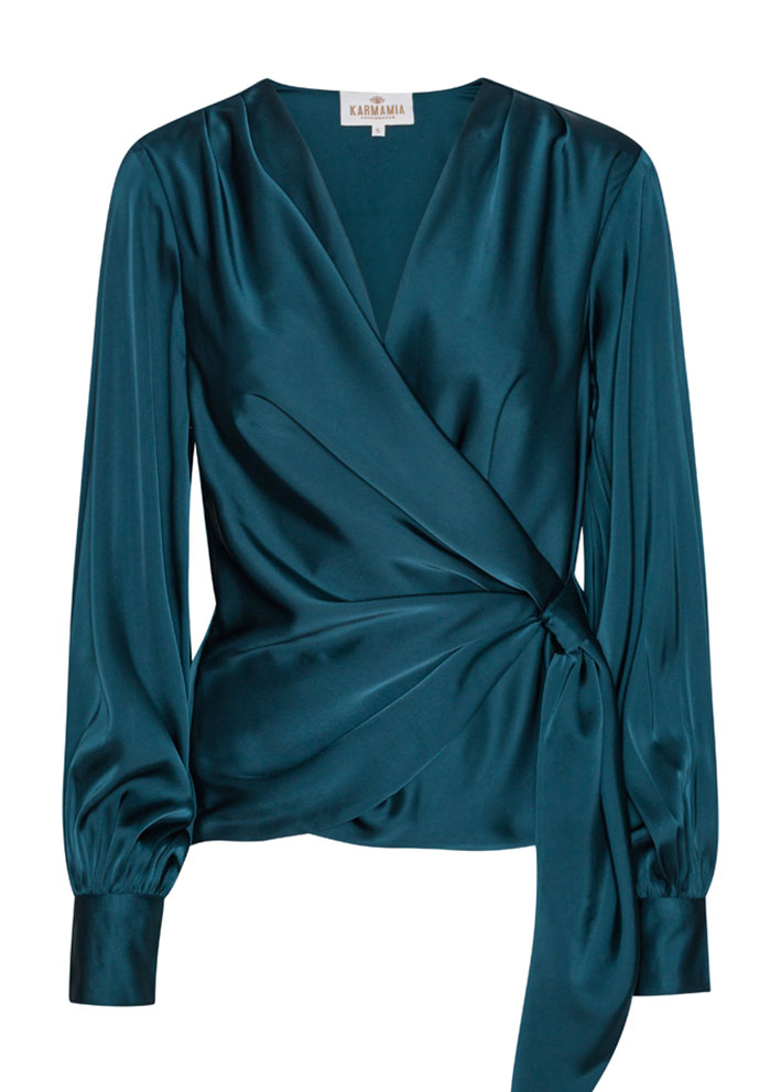 Karmamia Ines Blouse - Slå-om-bluse - Semi Rich Teal