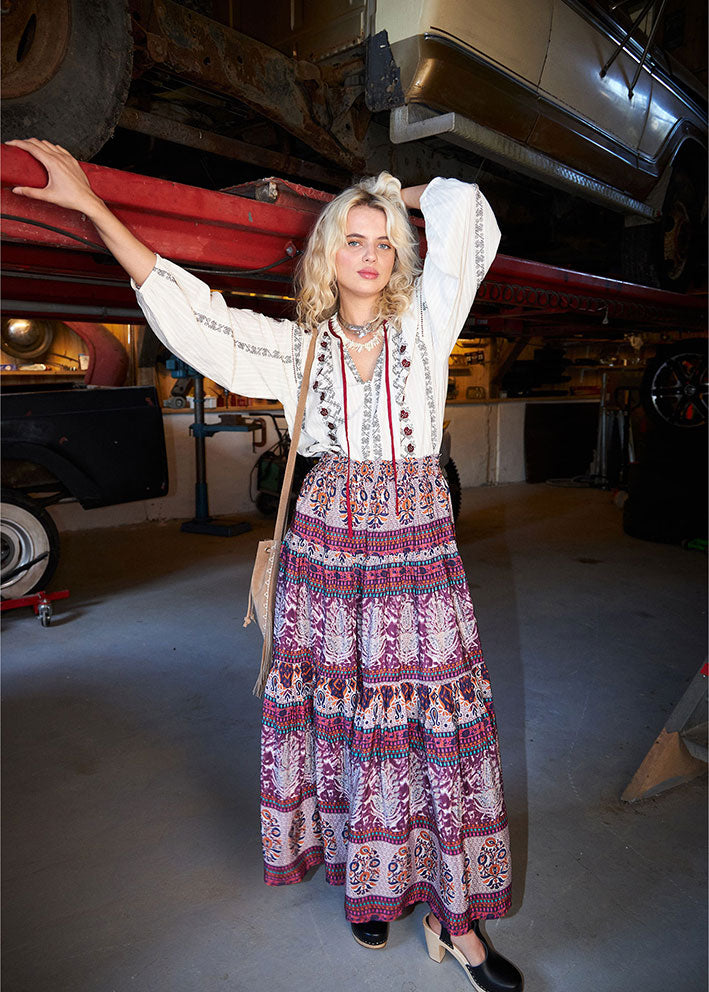 Lollys Laundry Sunset Maxi Nederdel - Flower Print