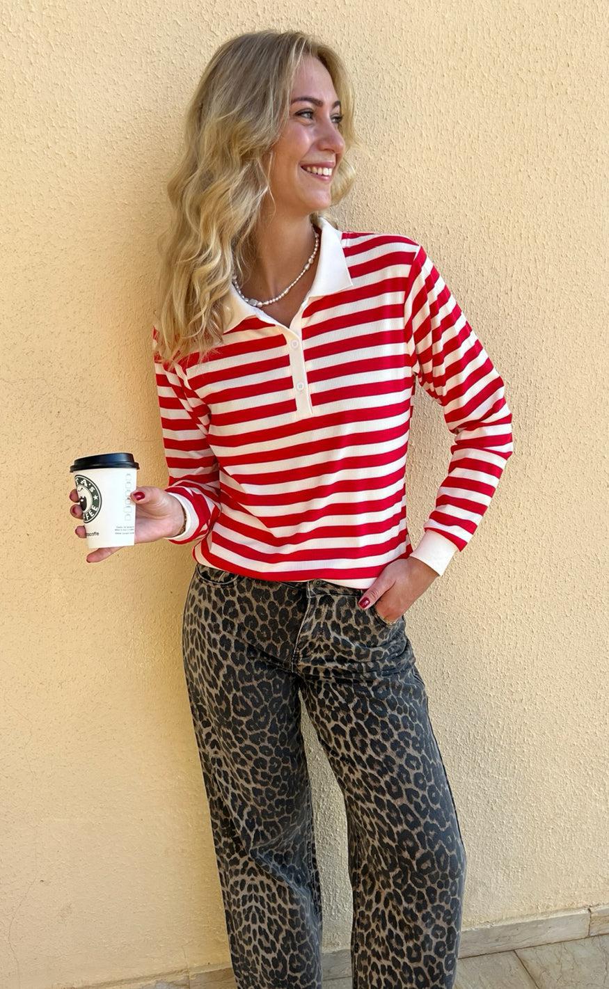 Say INA Copenhagen Polo / Bluse - Pamela - Red Striped