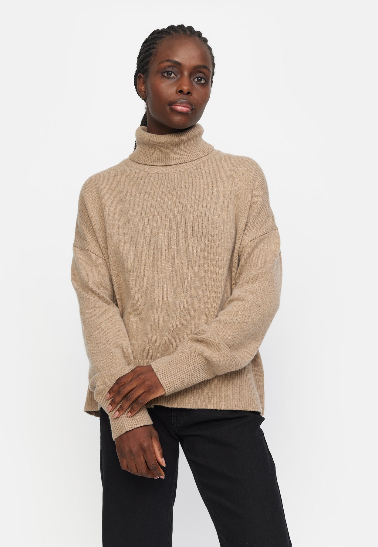 Soft Rebel Luni Rullekrave Strik SR424-200 Oatmeal Melange