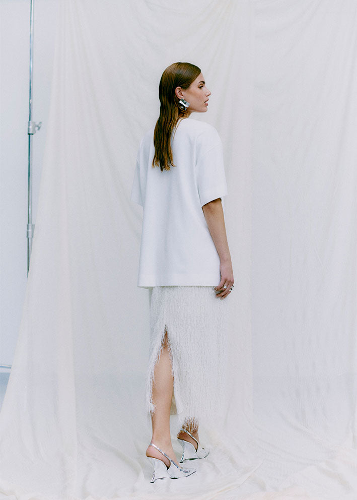Copenhagen Muse Fallon Nederdel med frynser - Jet Stream