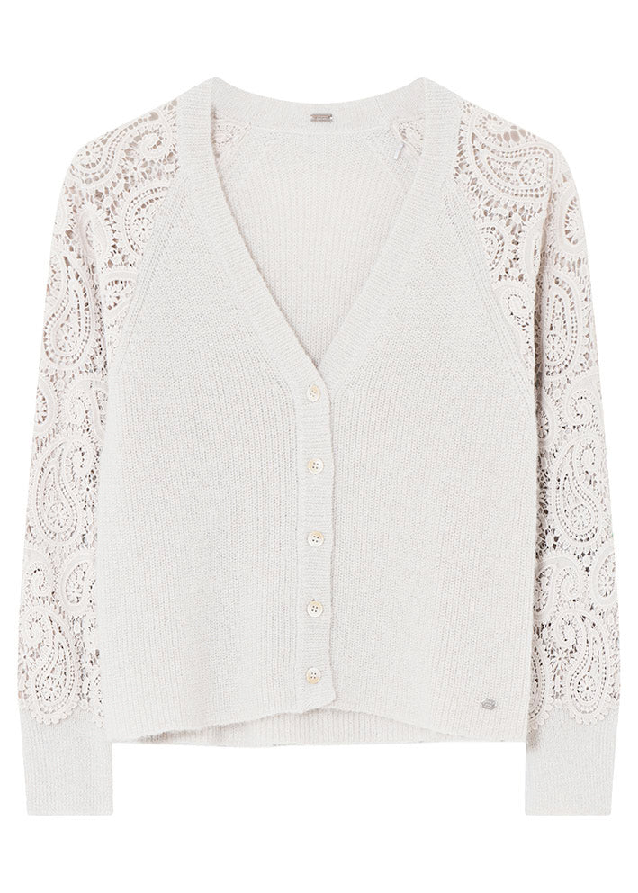 Gustav Magda v-neck knit with lace 55408 Cardigan - Chateau Gray