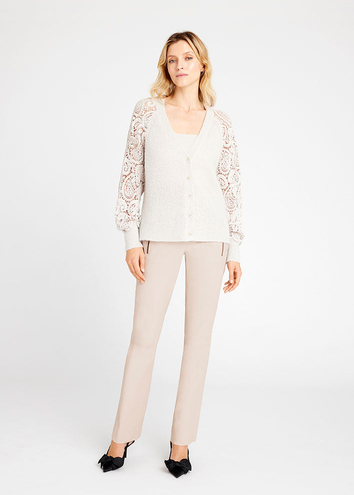 Gustav Magda v-neck knit with lace 55408 Cardigan - Chateau Gray