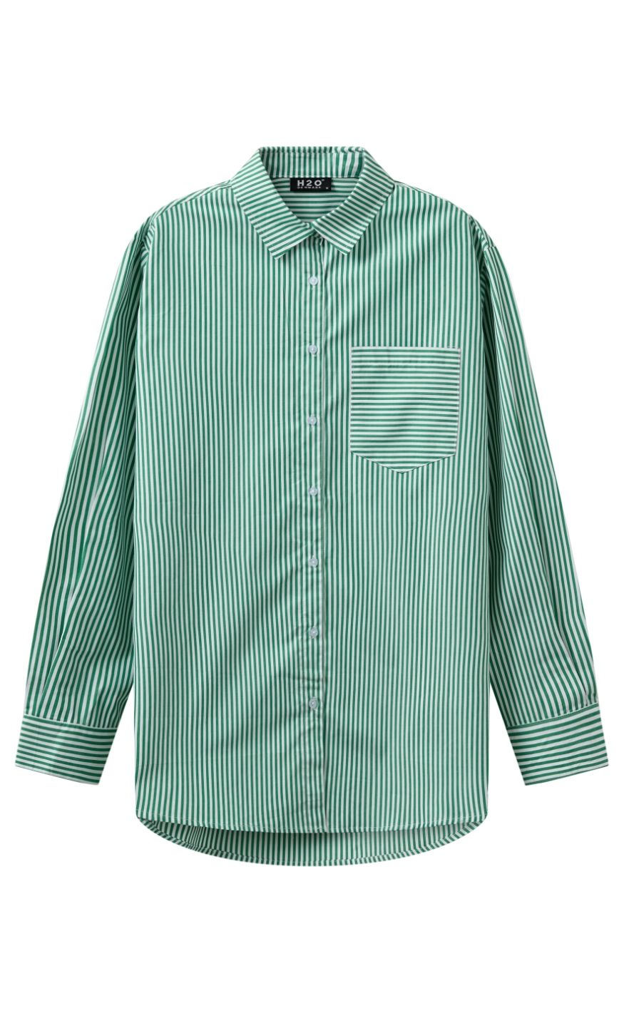 H2O Skjorte - Rønne Essential LS - Green/White Hot på udsalg
