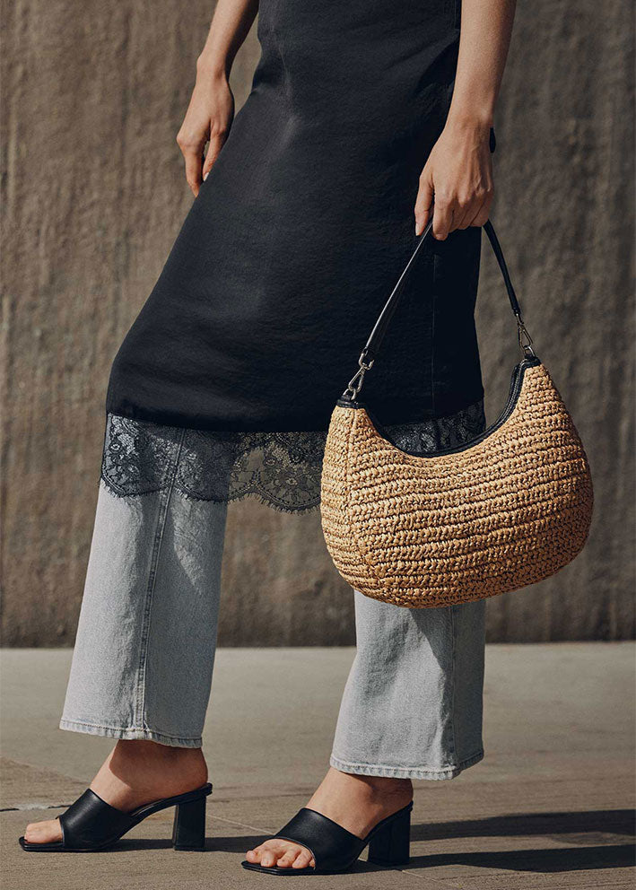 Markberg Novia Taske - Raffia - Neutral with Black
