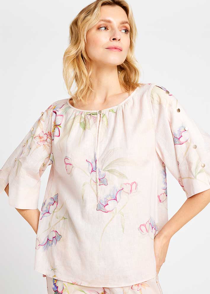 Gustav Sofina blouse 57609 Beige/Rose Print Mode