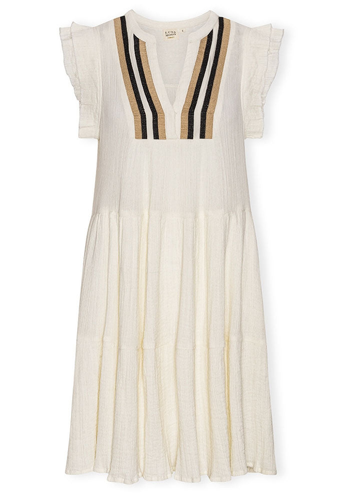 Luna Moon Amalfi Sleeveless Dress - Off-White/Jute