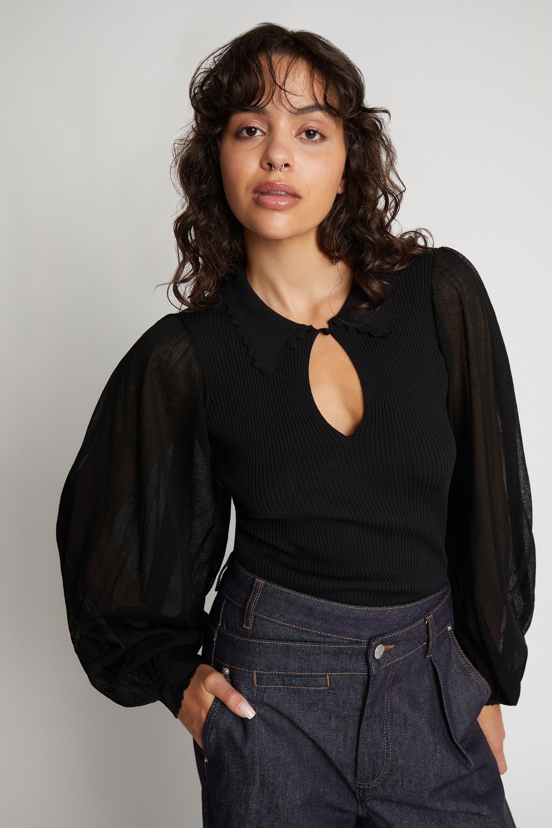 Munthe Seena Strik Bluse - Black