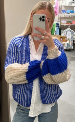 Noella Cardigan - Liana - Cream/Cobalt Blue Online