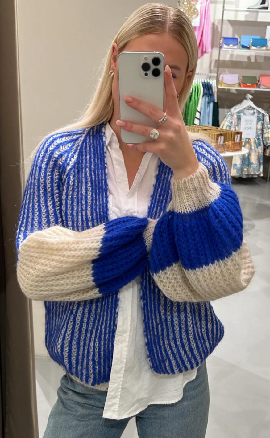 Noella Cardigan - Liana - Cream/Cobalt Blue Online