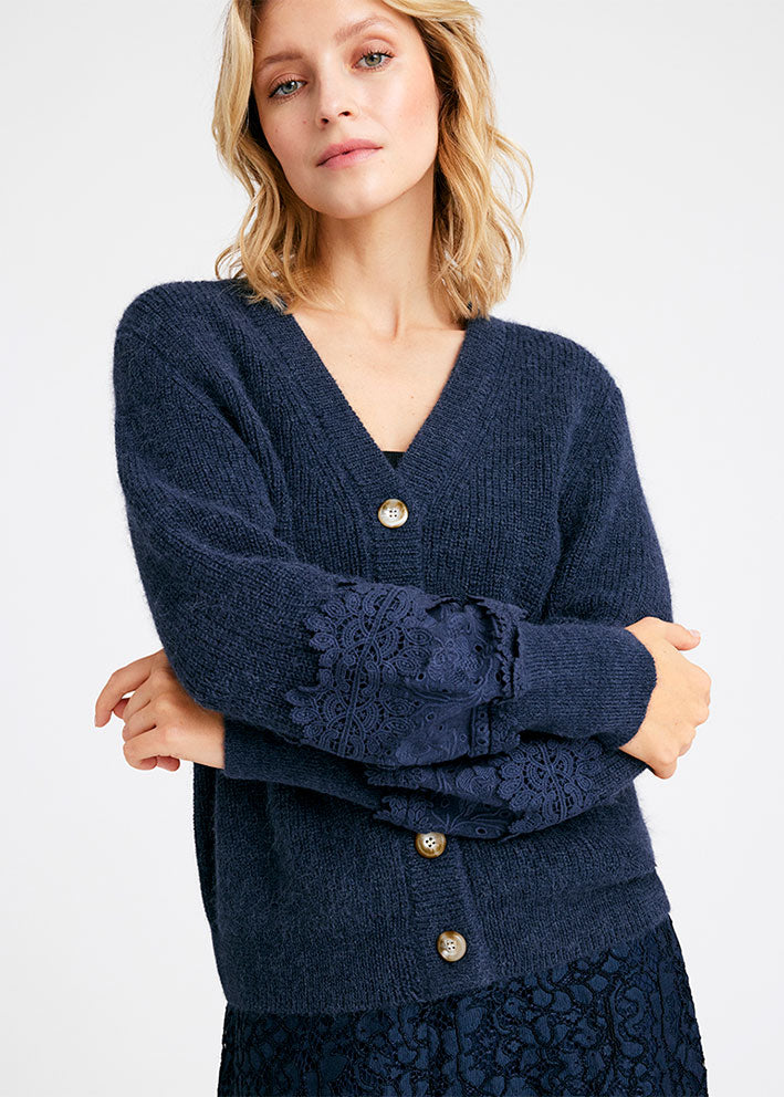 Gustav Magda lace knit cardigan 56413 Blue Nights på udsalg