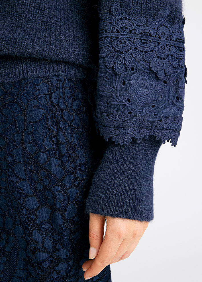 Gustav Magda lace knit cardigan 56413 Blue Nights på udsalg