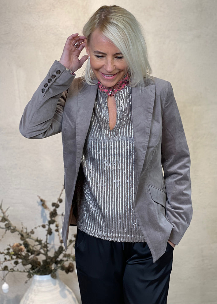 Gustav Pino sequince blouse 47700 Paillet Bluse - Grey Mole