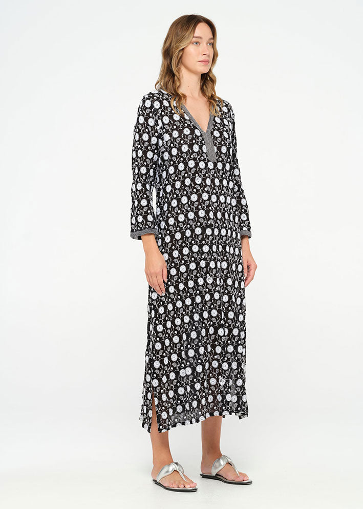 One Season Kerela Embroidery Kjole - Black/White
