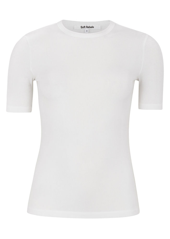 Soft Rebels Fenja SS Modal T-shirt - Snow White Levere