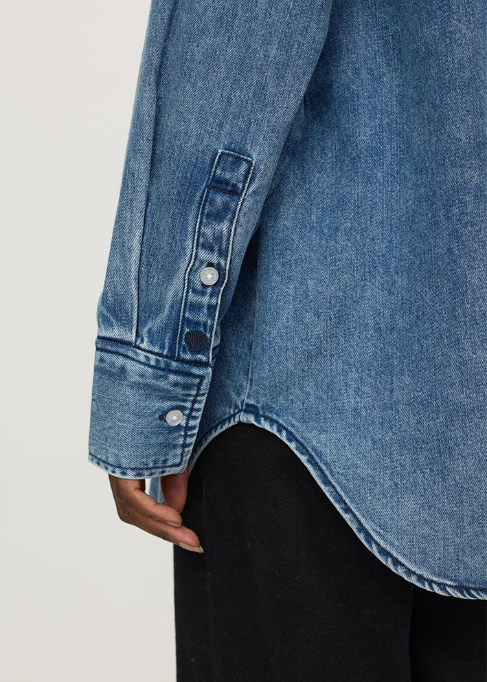 Soft Rebels Keira Denim Skjorte SR424-800 Dark Blue Denim