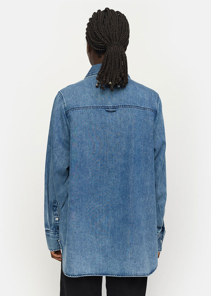 Soft Rebels Keira Denim Skjorte SR424-800 Dark Blue Denim