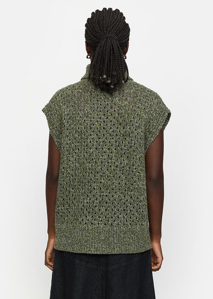 Soft Rebels Sila Highneck Vest Knit SR524-212 Tea Leaf