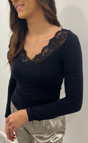 Tim & Simonsen Bluse - Belen V-Lace - Nero