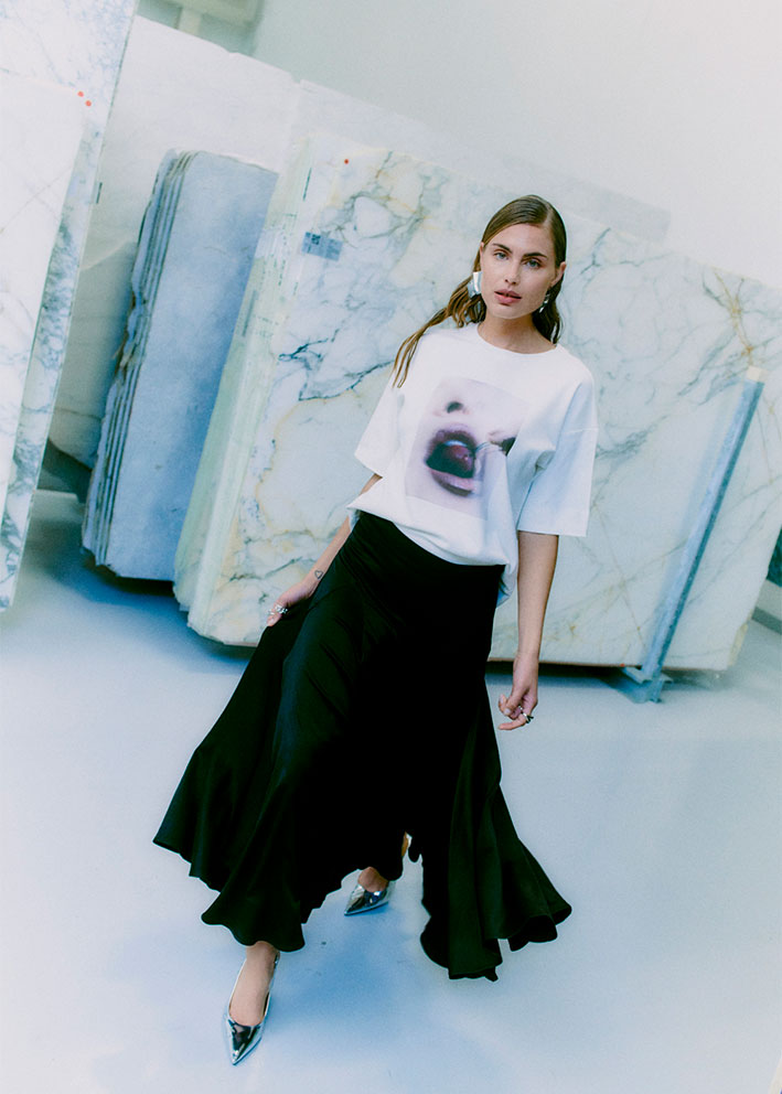 Copenhagen Muse T-shirt med print - Jet Stream Rabat