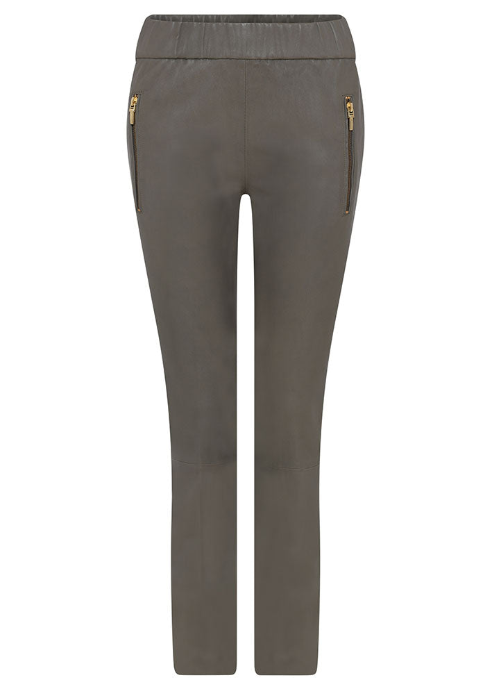 Gustav Doa 7/8 flare legs - Skindbukser - Olive Green Online