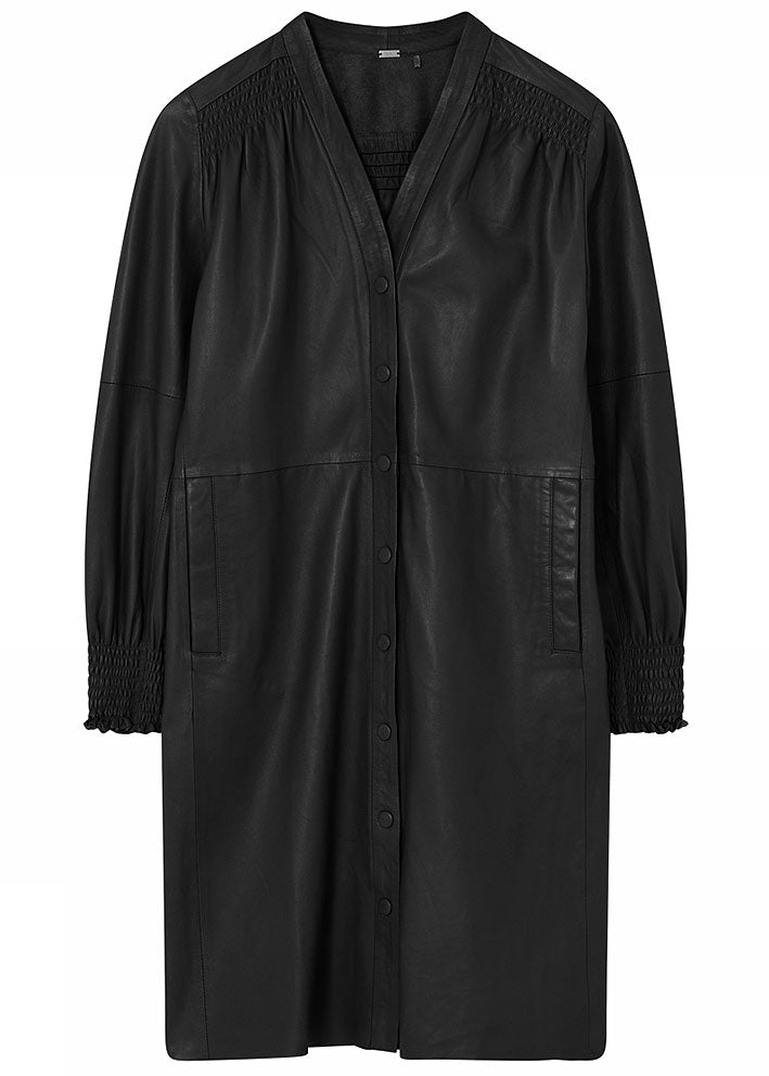 Gustav Henryka knee leather dress 50515 Skindkjole - Black