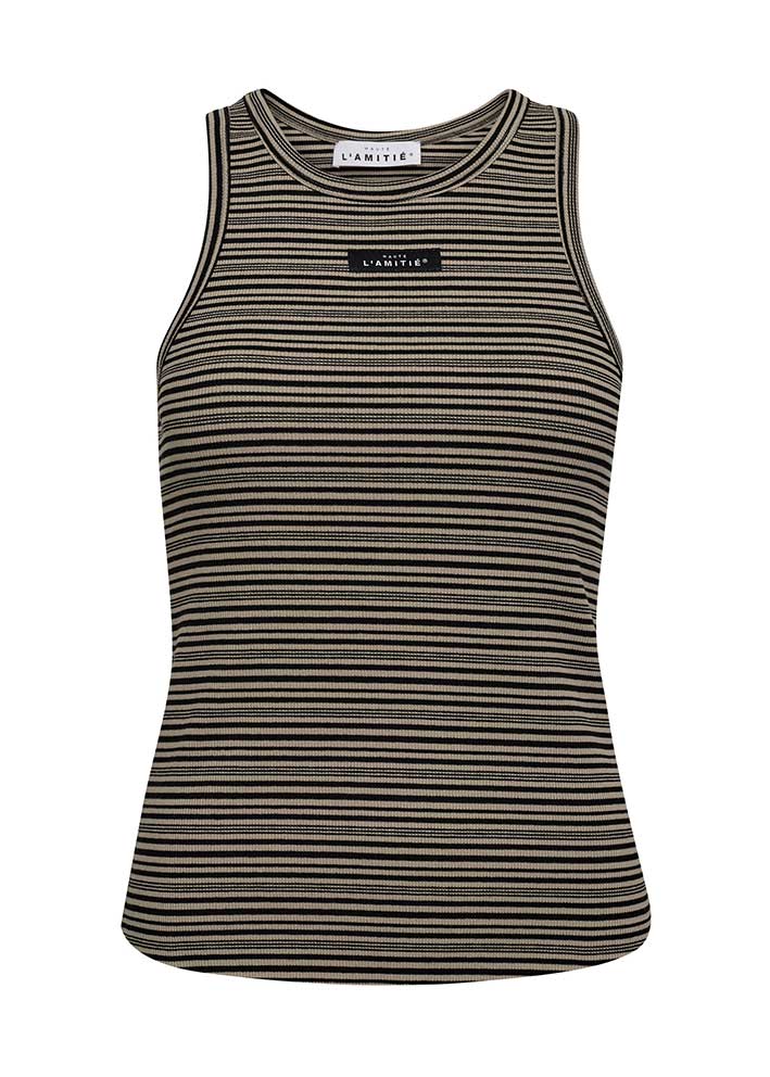Haute L'amitié Dessert Rib Stripe Tank Top - Walnut