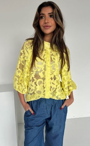 Continue Bluse - Sia Big Lace - Yellow