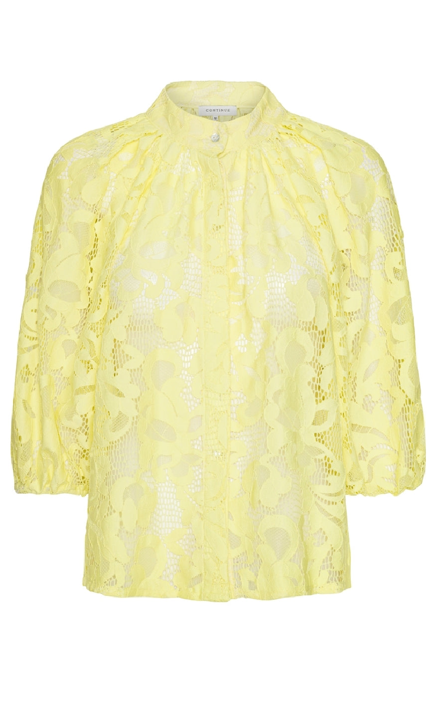 Continue Bluse - Sia Big Lace - Yellow