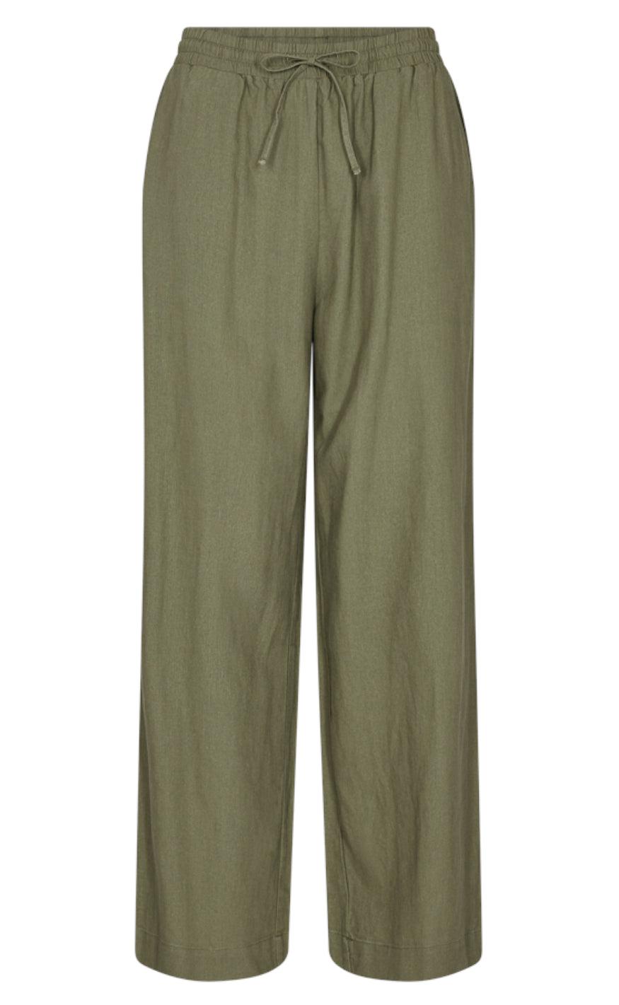 Freequent Bukser - Lava - Deep Lichen Green Hot på udsalg