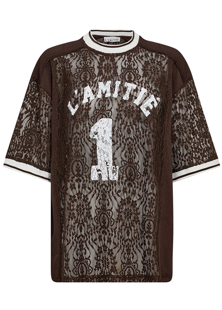 Haute L'amitié Lace Football T-shirt - Mocca