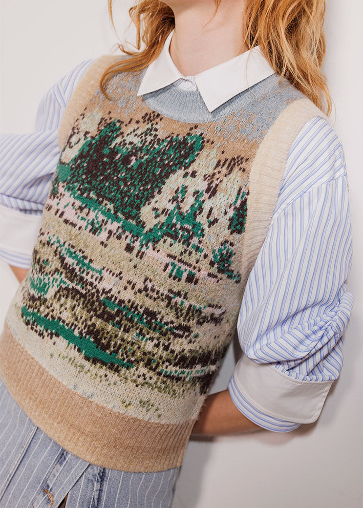 Munthe Spacy Strik Vest - Olive