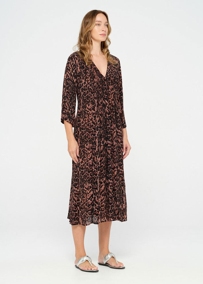 One Season Mia Viscose Kjole - Bodrum Terracotta Leo
