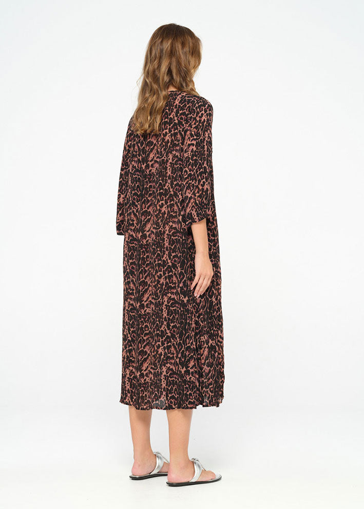 One Season Mia Viscose Kjole - Bodrum Terracotta Leo