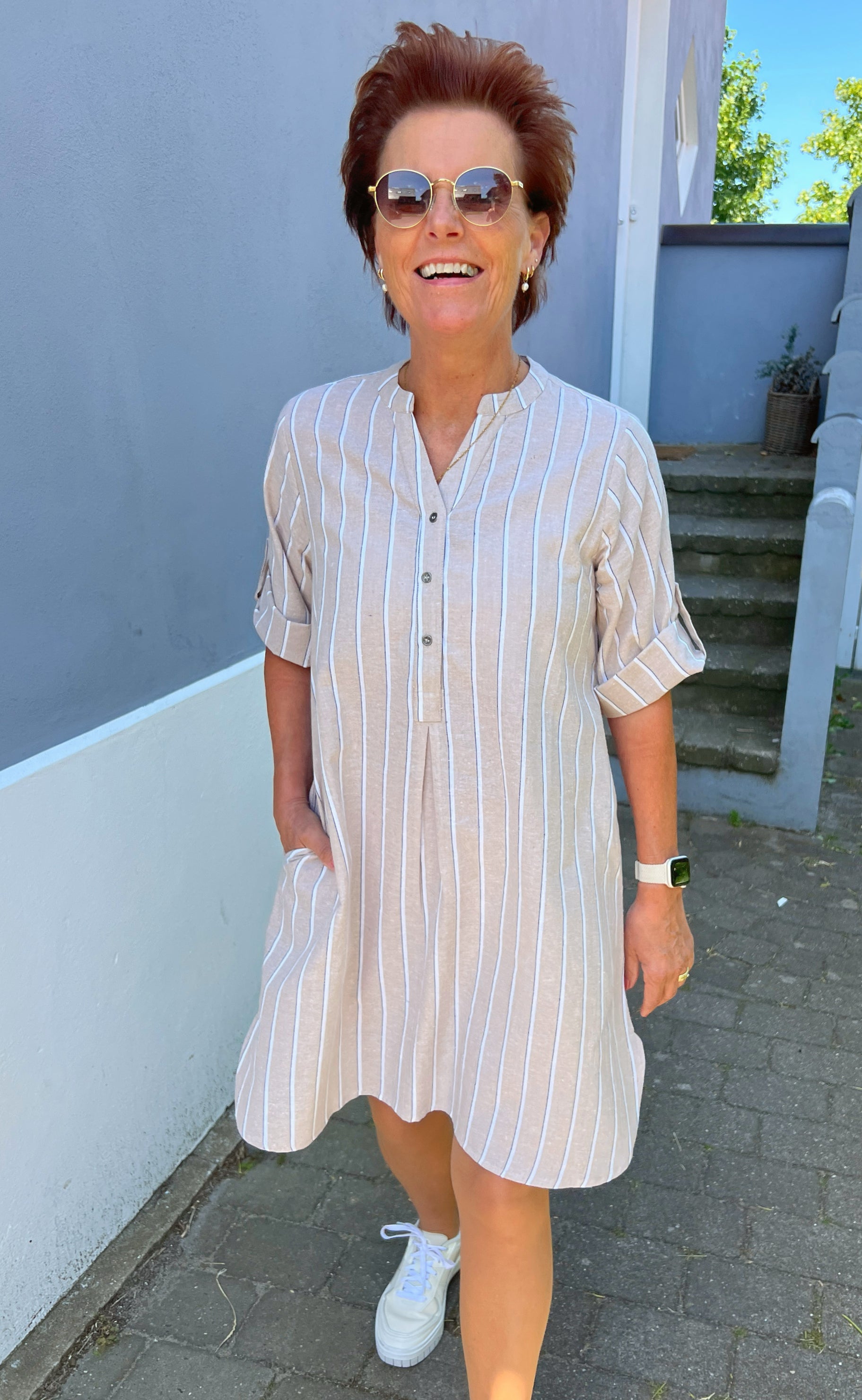 Say INA Copenhagen Kjole - Nia - Beige Striped Rabat