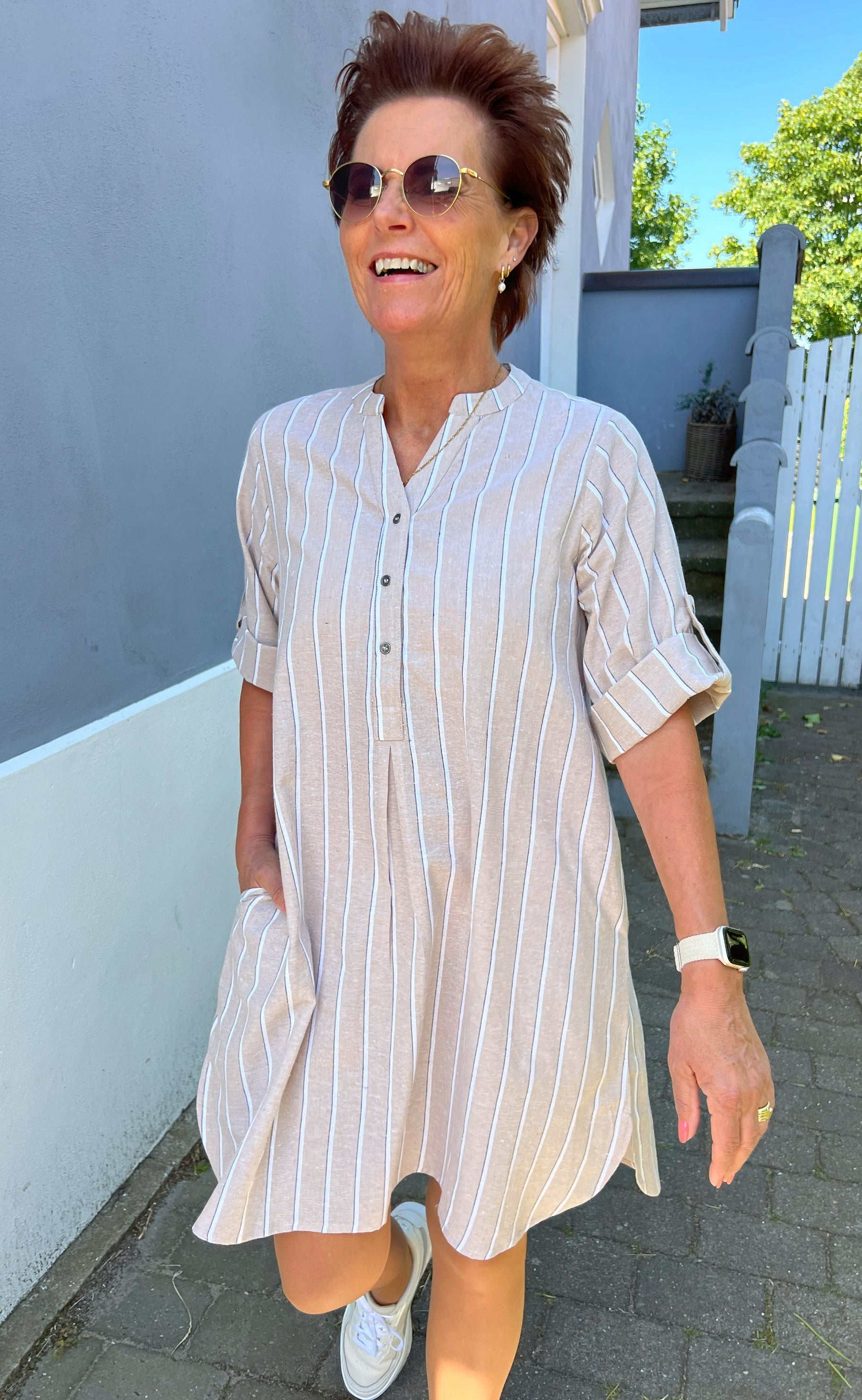 Say INA Copenhagen Kjole - Nia - Beige Striped Rabat