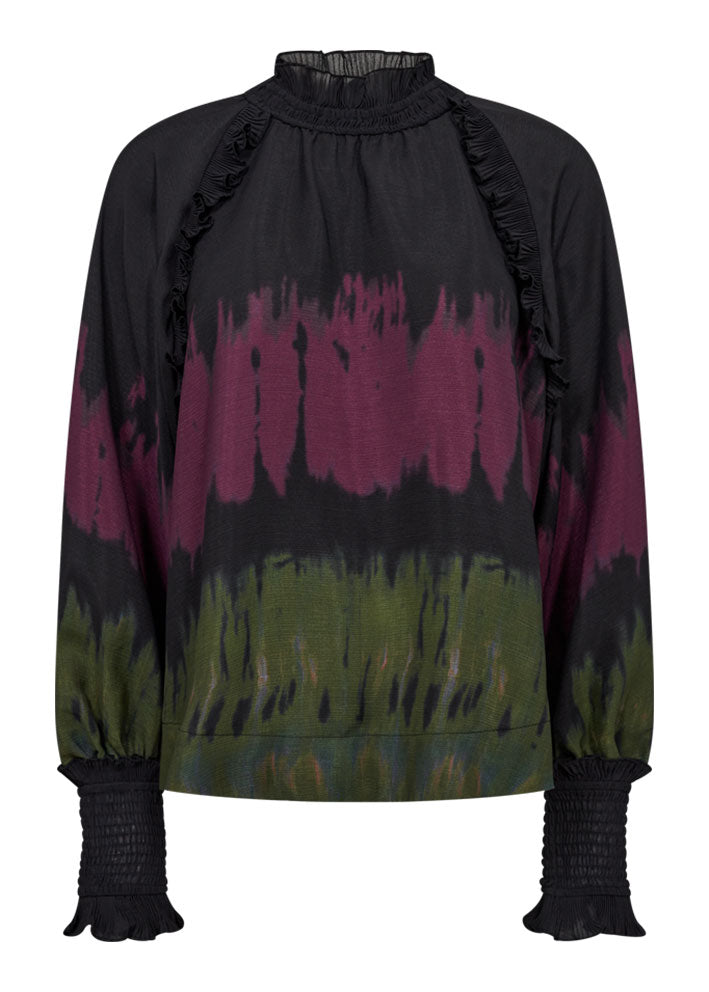 Copenhagen Muse Frill Chif Bluse - Black w. Fudge Rabat