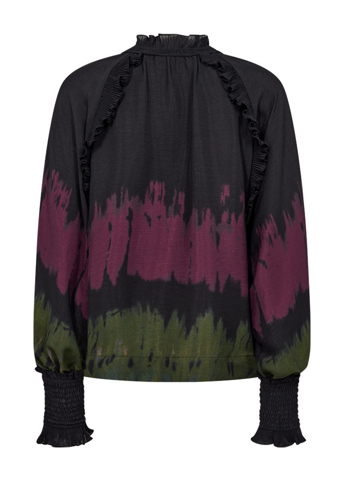 Copenhagen Muse Frill Chif Bluse - Black w. Fudge Rabat