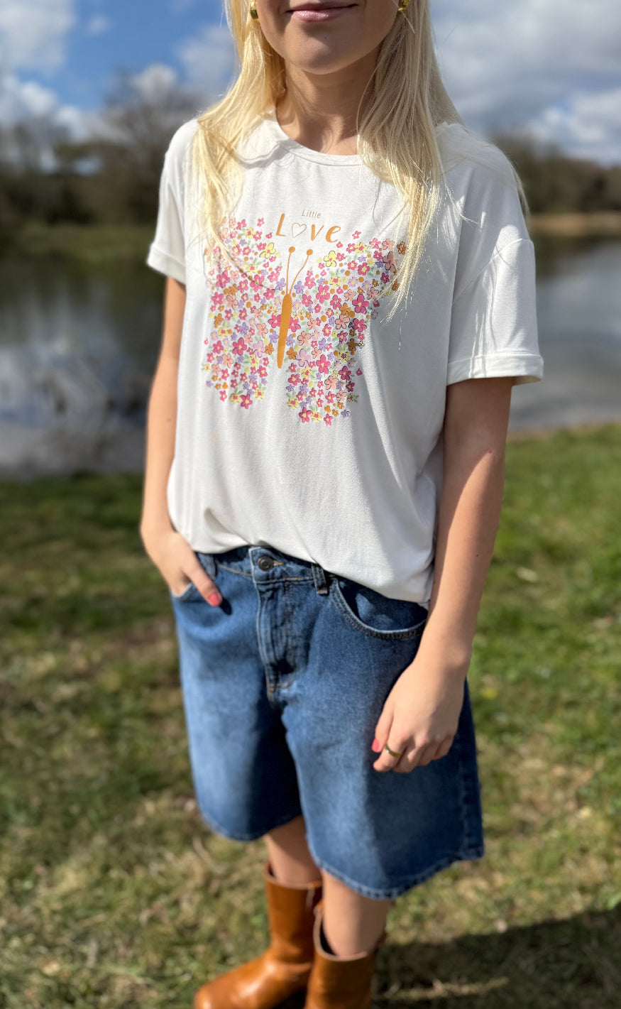 Luxzuz T-shirt - Love - Cream