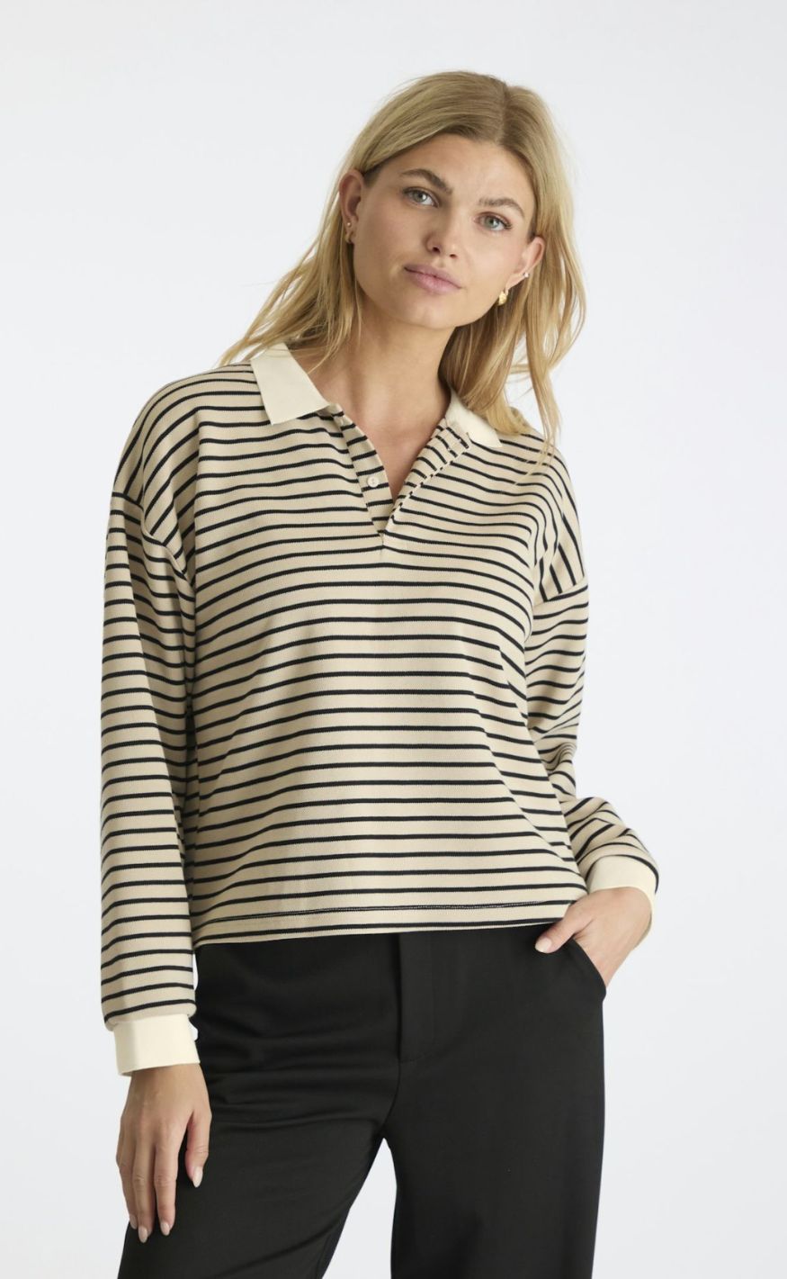 Neo Noir Bluse - Sara Stripe - Sand