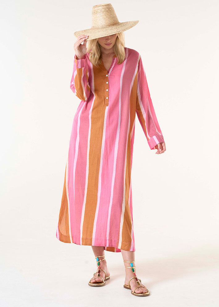 One Season Bazaar Stripe Kjole - Morrocan Pink
