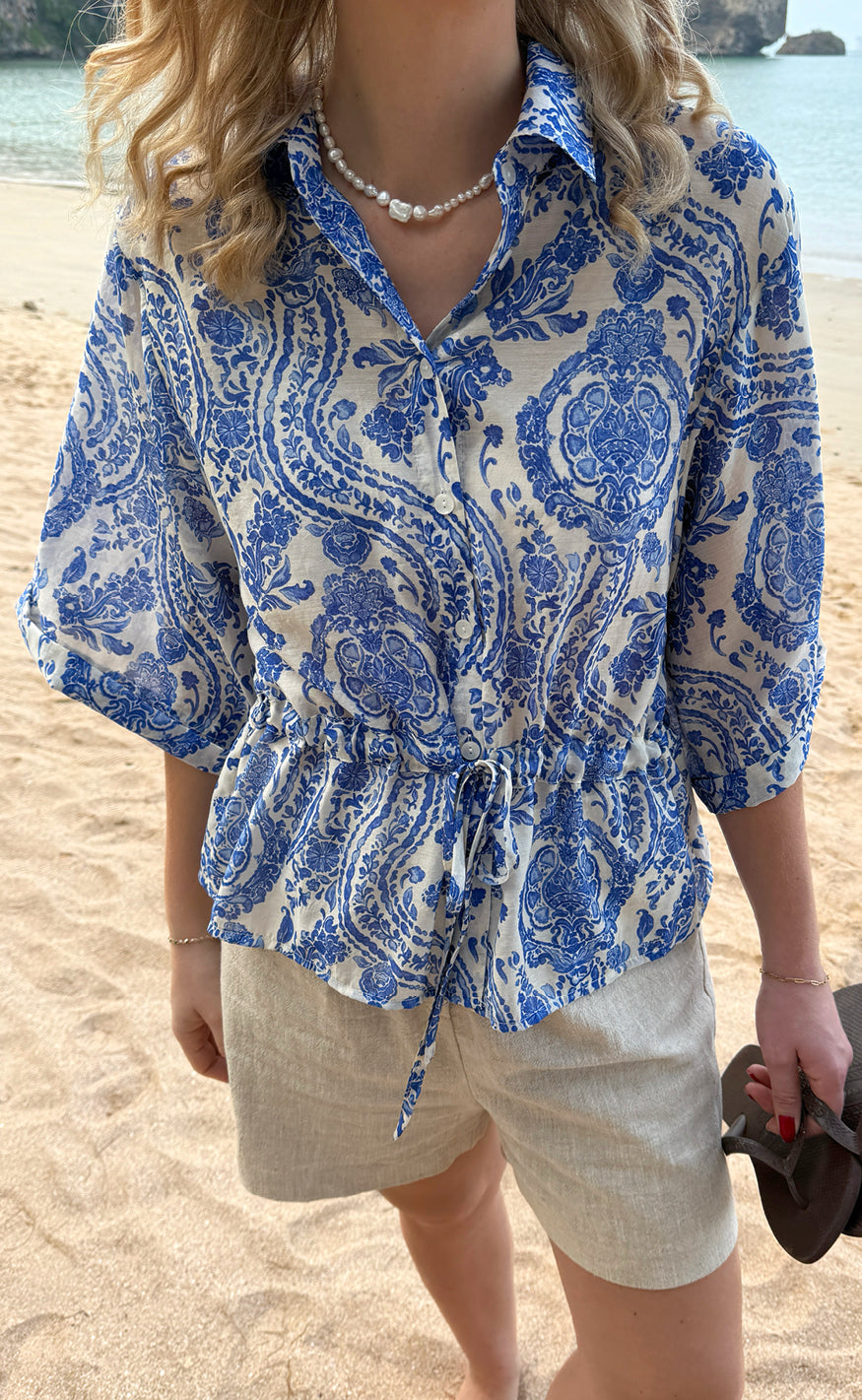 Say INA Copenhagen Skjorte - Liana - Blue Paisley