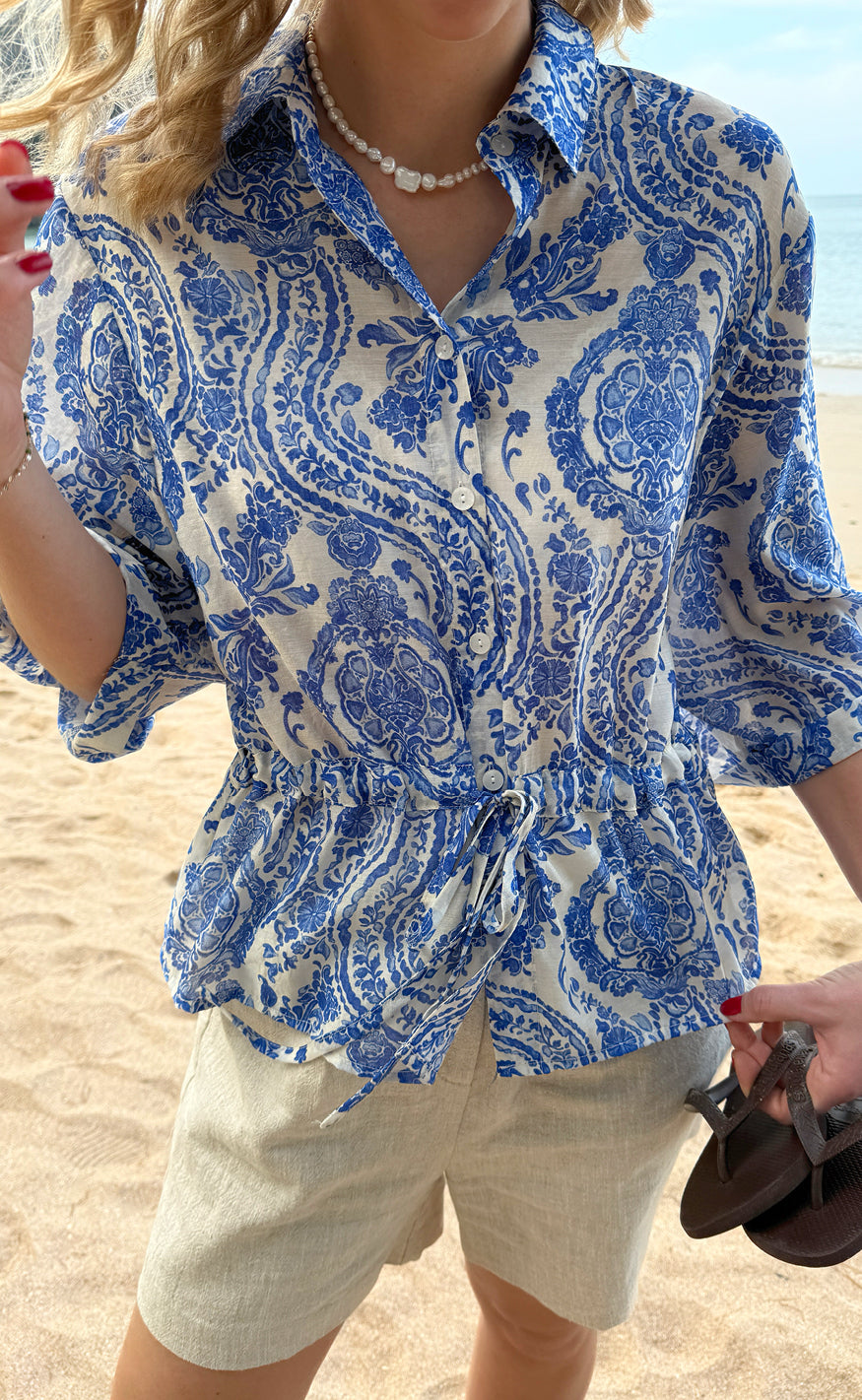 Say INA Copenhagen Skjorte - Liana - Blue Paisley