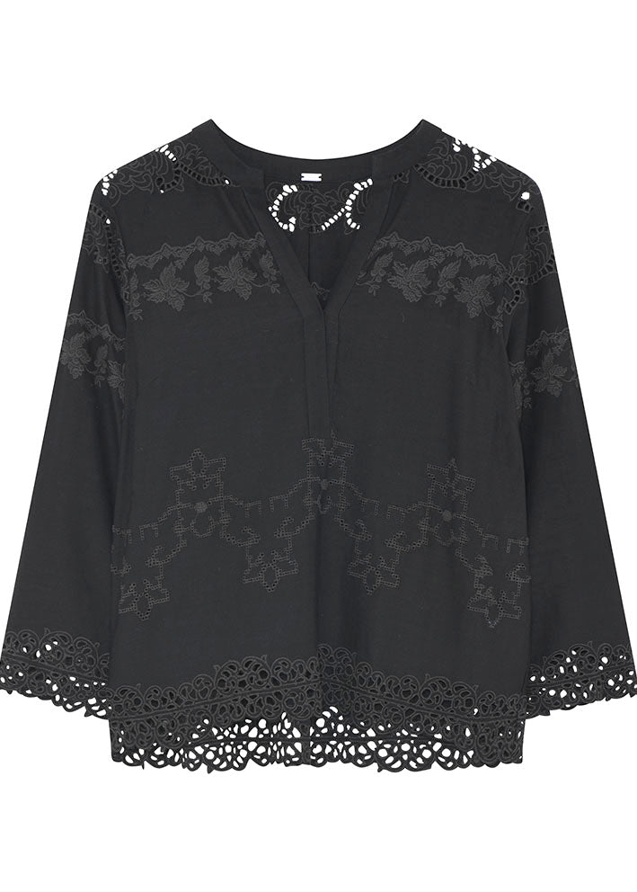 Gustav Naja embroidery blouse 54613 Bluse - Black