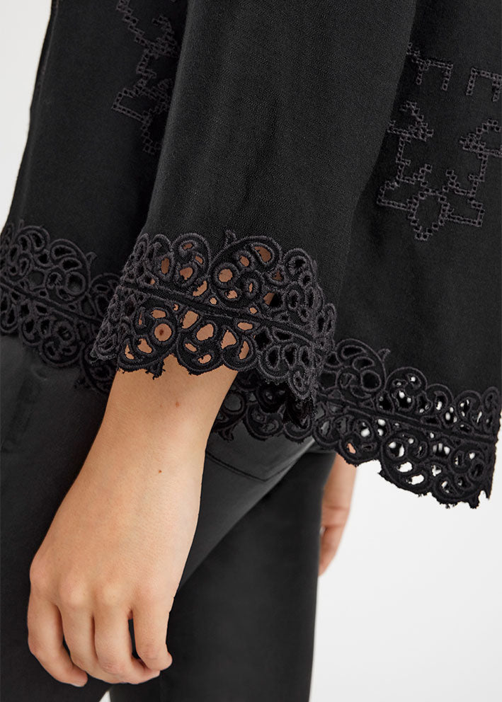 Gustav Naja embroidery blouse 54613 Bluse - Black