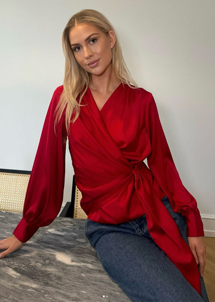 Karmamia Ines Blouse - Slå-om-bluse - Deep Red