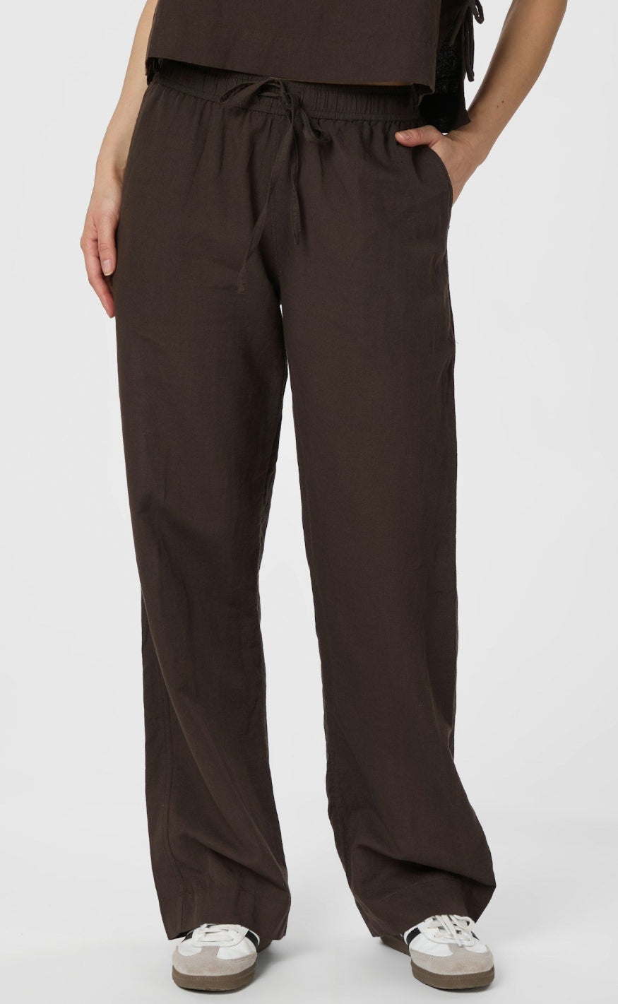 Neo Noir Bukser - Sonar Linen - Dark Brown på udsalg