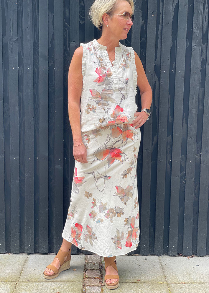 Gustav Aisa Top 53623 Off White w. Flowers